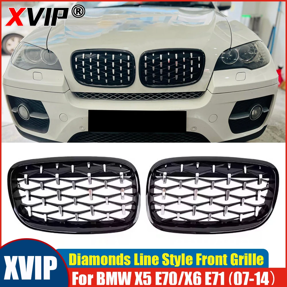 

XVIP Chrome Black Front Bumper Kidney Grille Diamonds Style Fit For BMW X5 E70 X6 E71 2007-2014 Facelift Grille Car Accessories