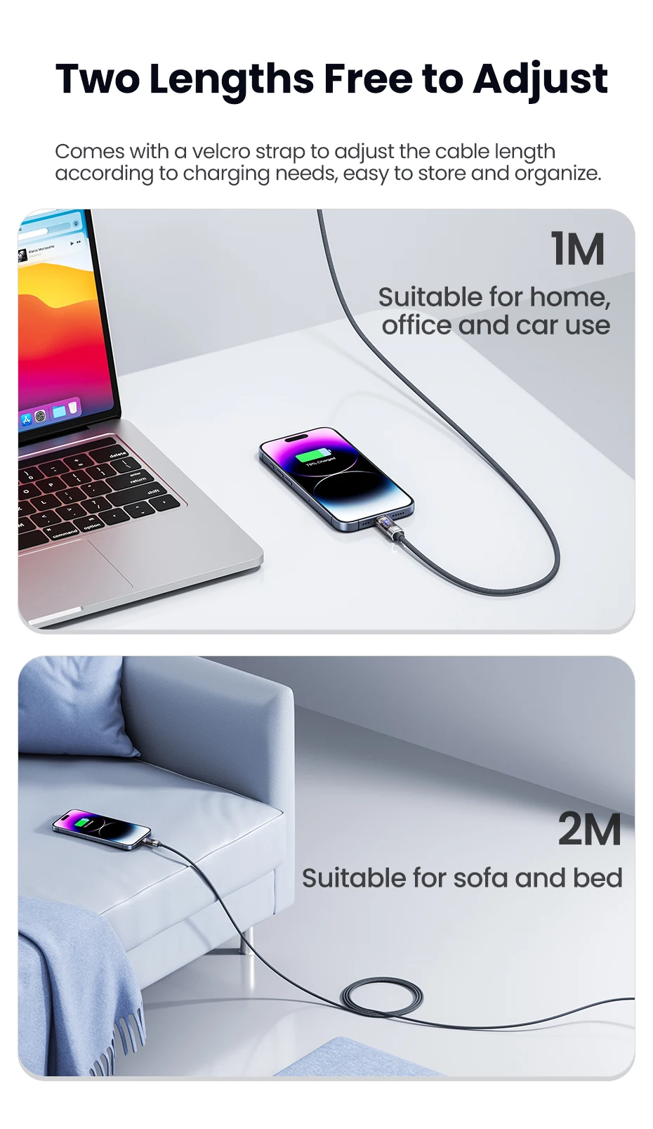 Toocki 100W USB-C-Kabel, 6A, QC4.0, Schnellladefunktion, intelligente automatische Abschaltung, Datenkabel für iPhone 15, Samsung Galaxy S23, S22, Huawei. – Detail 11