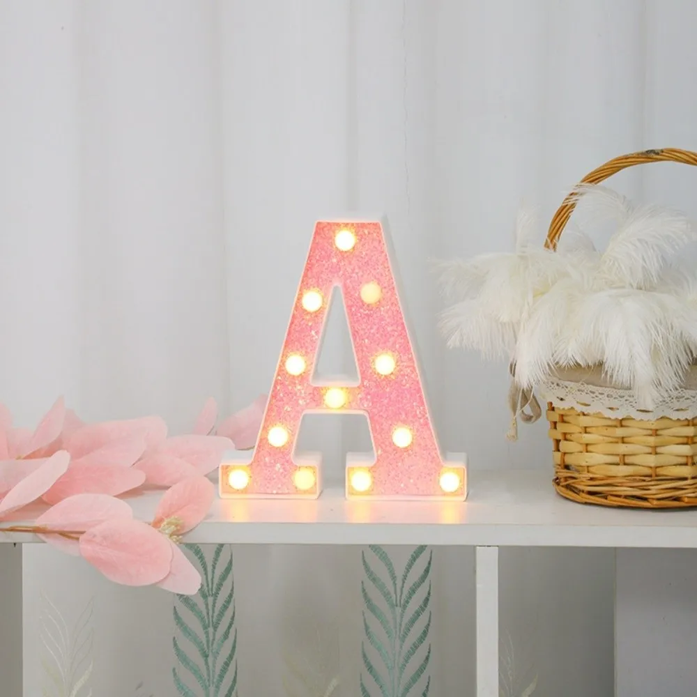 16cm Size LED Light Letters Pink Color Luminous Design Luminous Letters LED Light Pink Glitter LED Letter Night Light