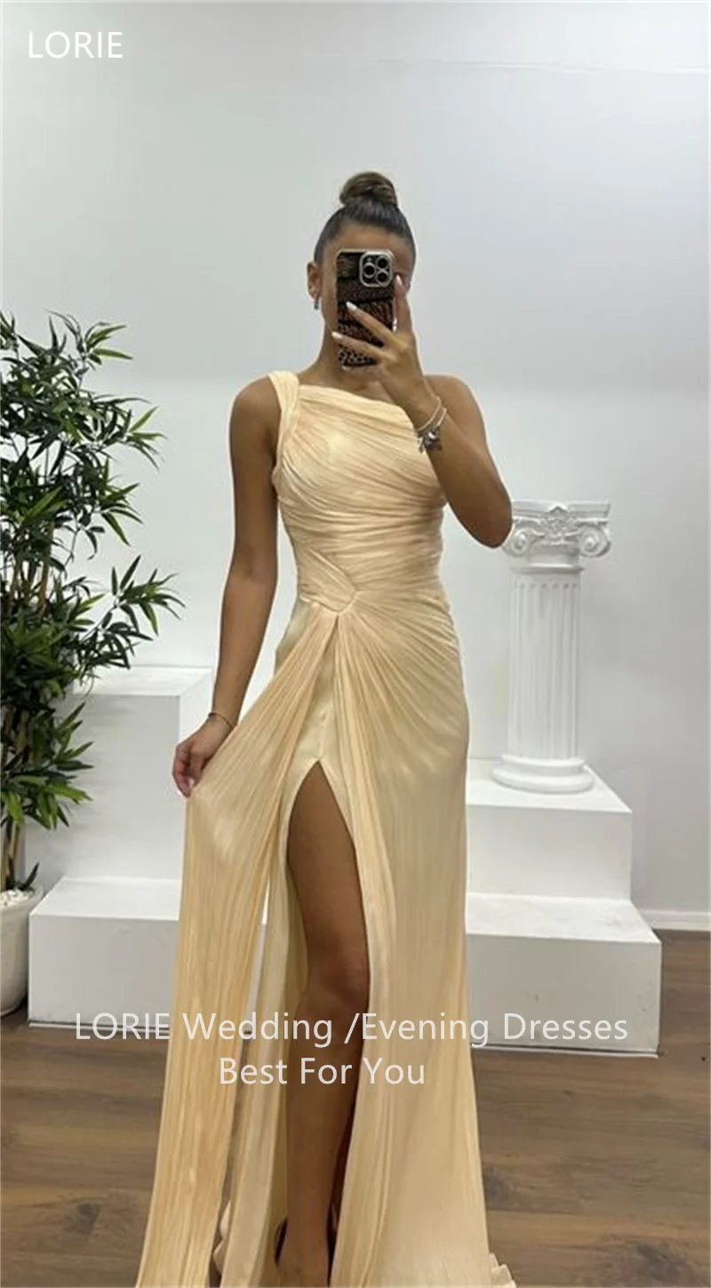 LORIE – robe de soirée de forme sirène, asymétrique épaule dénudée, plissée sur le côté, longueur au sol, personnalisée, 2025