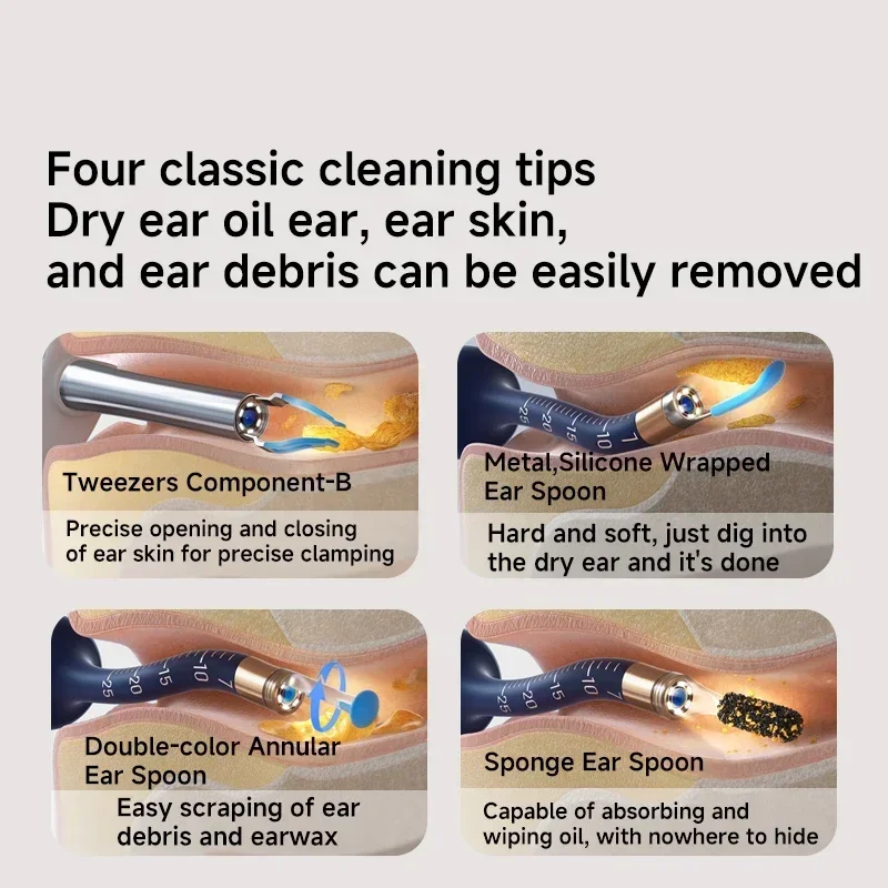 Offical Bebird White EarSight Plus R37R I35R|Smart Visual Ear Cleaner/Bendable Rod|All-in-1 Safe Earwax Removal Kit for Home Use