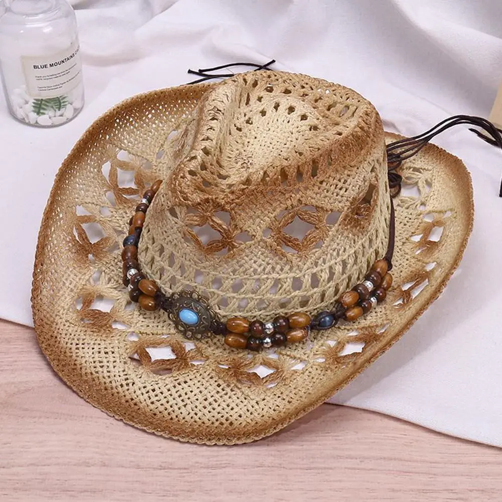 Unisex Cowboy Hat Jazz Fashion Cowboy Straw Cap Womens Mens Hat Practical Wild West Fancy Dress Hot Sale Western Headwear Cap