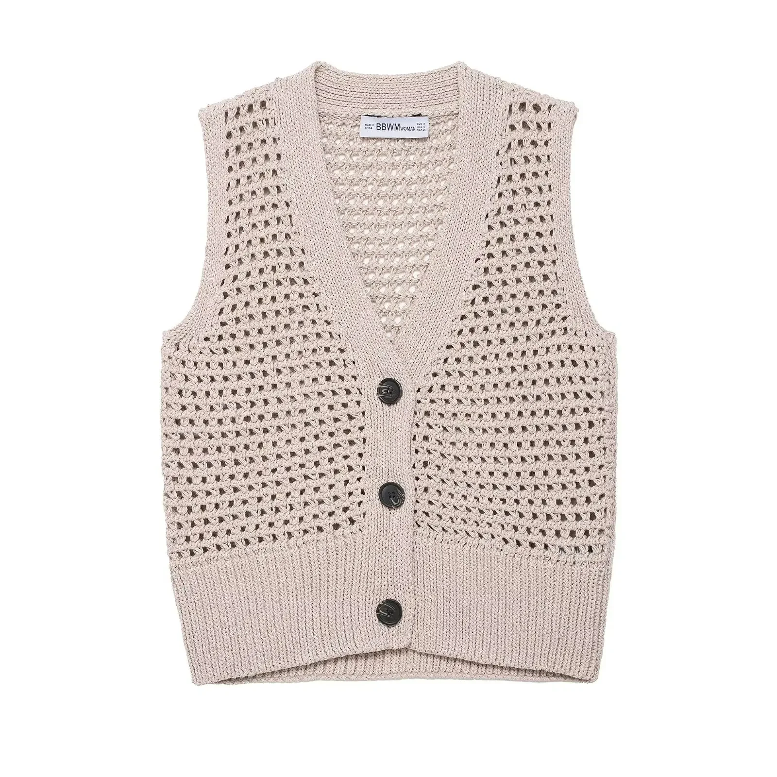 2025 nuove donne moda scollo a V senza maniche scava fuori maglia all'uncinetto maglione femminile chic cardigan gilet top