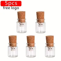 JASTER 5pcs/lot USB 2.0 Glass Drift Bottle with Cork Flash Drive  Stick Pendrive 4GB 8GB 16GB 32GB 64GB 128GB Wedding Gift