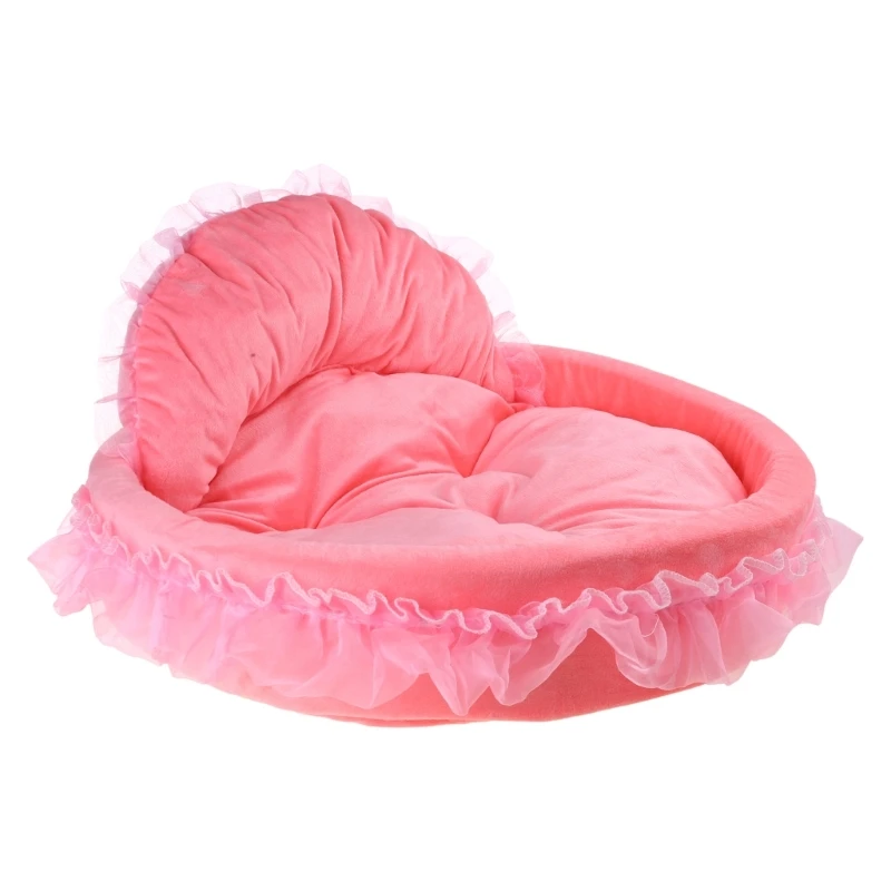 Ruffled Pet Princess Bed Kitten Puppy Wedding Gift for Pet Detachable Cushion for Dogs and Cats Warm Nest Dropship