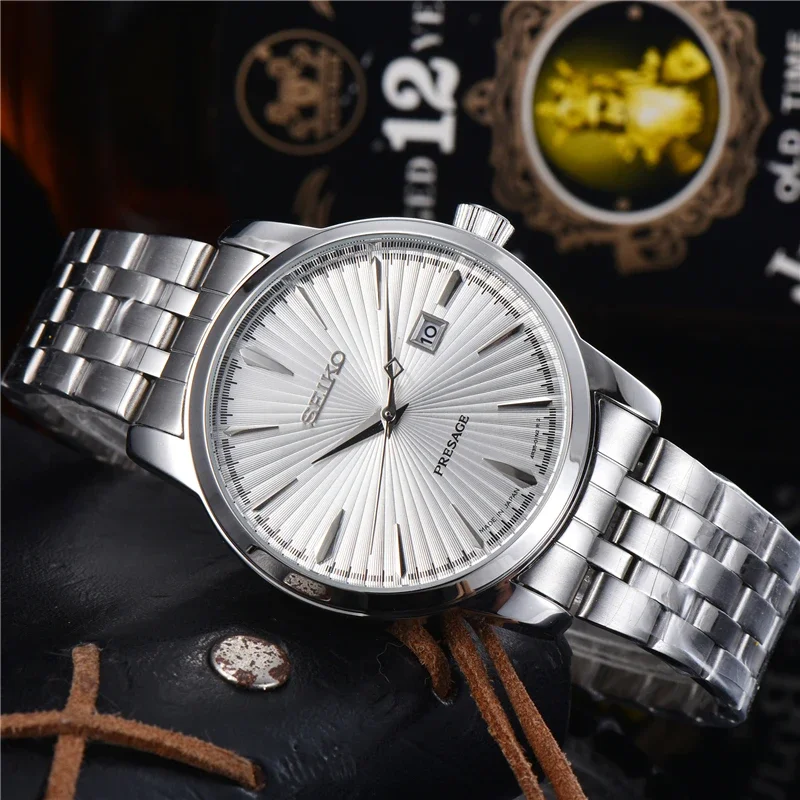 Original Seiko Cocktail Collection Fashion Business Men\'s Watch Stainless Steel Quartz Watch Men\'s Date Clock Watch