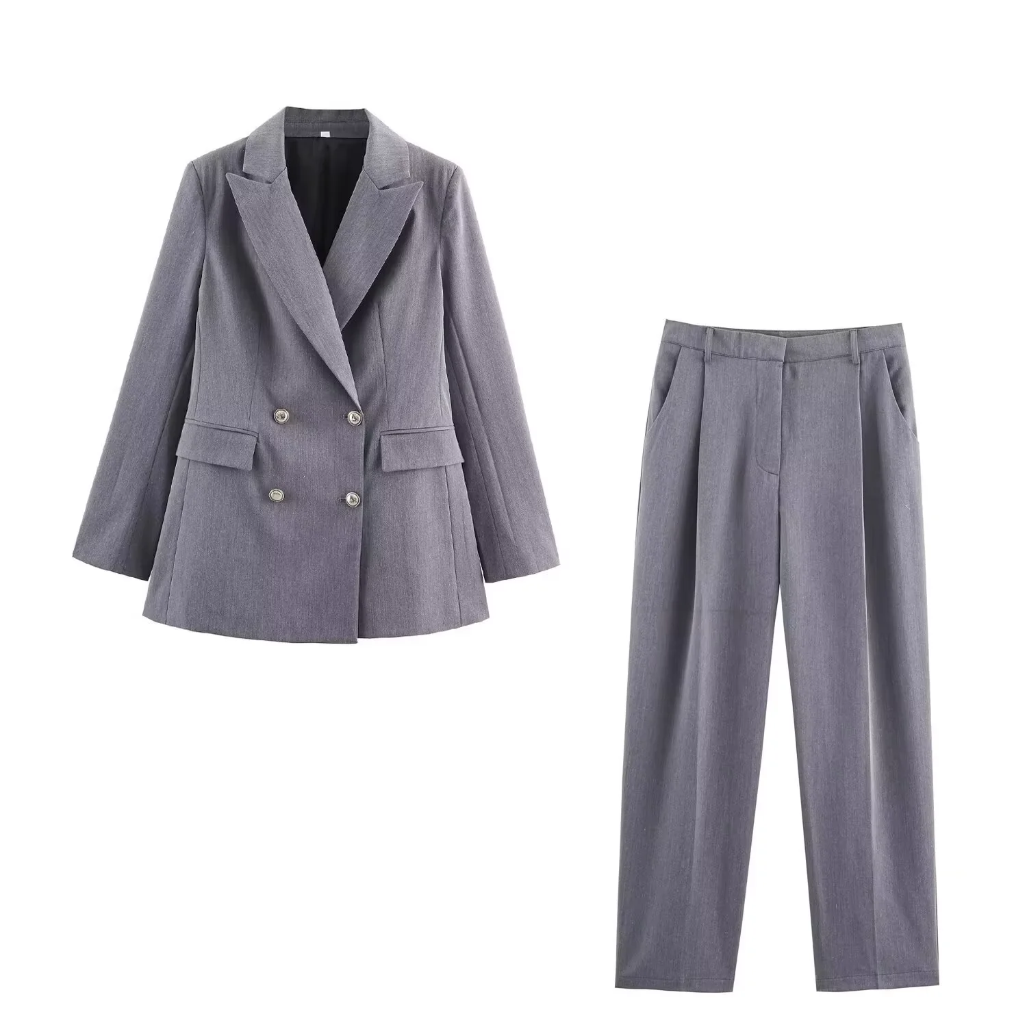 

Jenny&dave 2026Minimalist Vintage Gray Pant Sets British Fashion Elegant Suit And Pants Woman Clothes Two Piece Set Women's Suit