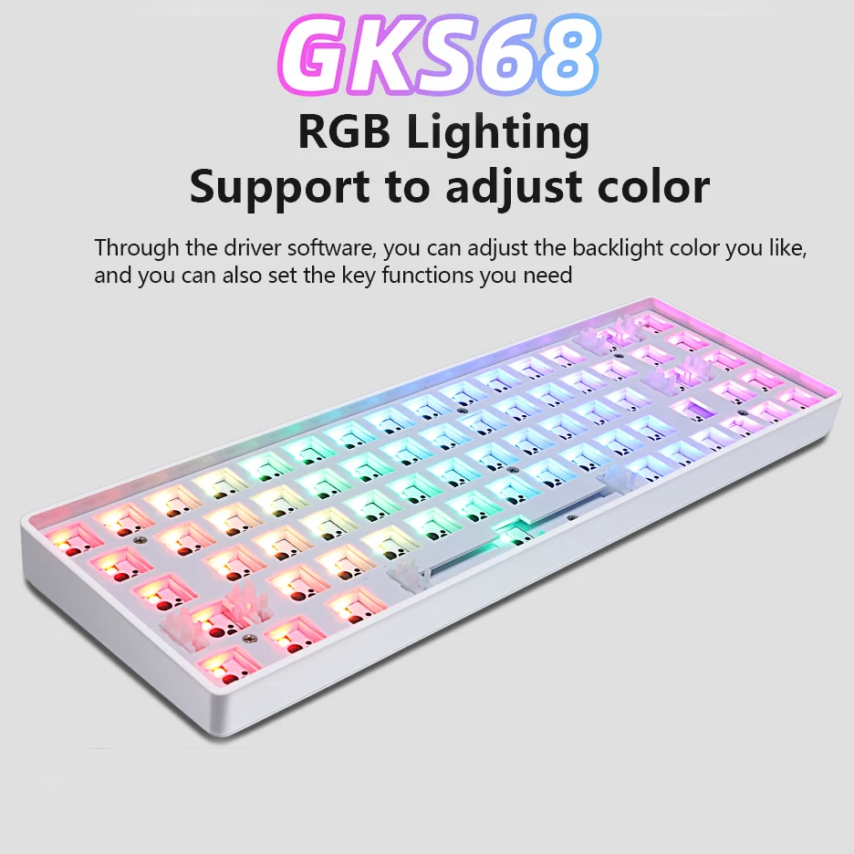 GKS68 Hot-swappable Mechanical keyboard kit 65% 3 Mod Bluetooth 2.4G Wireless keyboards Customized DIY RGB Backlit PCB