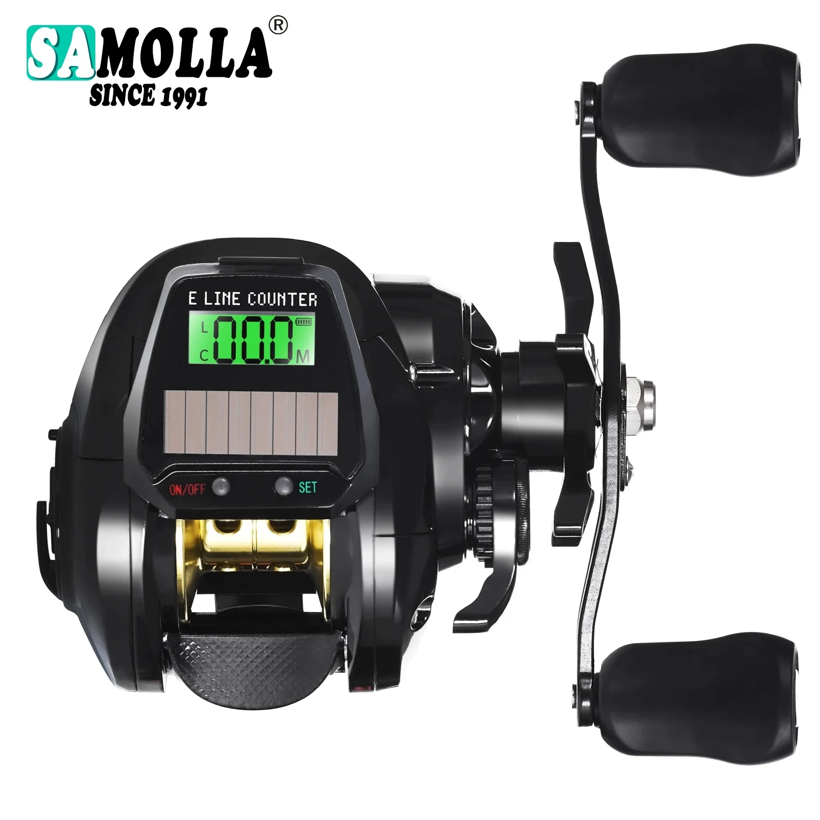 New Electronic Baitcasting Fishing Reel Led Screen USB And Solar Charging 7.2:1 Sea Saltwater Waterproof Cast Drum Wheel Casting