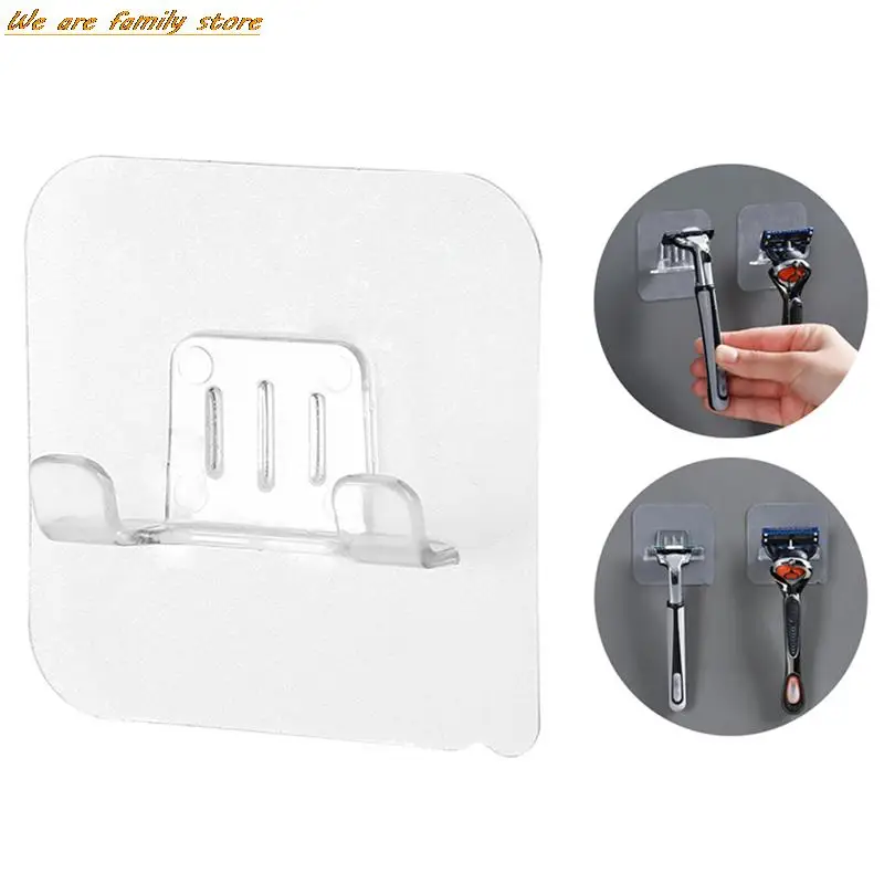 Waterproof Transparent PVC Material Razor Holder Wall Punch Free Man Shaver Storage Hook Kitchen Bathroom Organizer Accessories