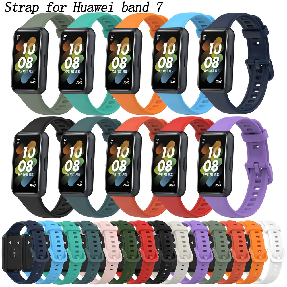Gelang Olahraga Silikon untuk Huawei Gelang Jam 7 Tali Aksesori Gelang Tangan untuk Huawei Band 7 Jam Tangan Korea