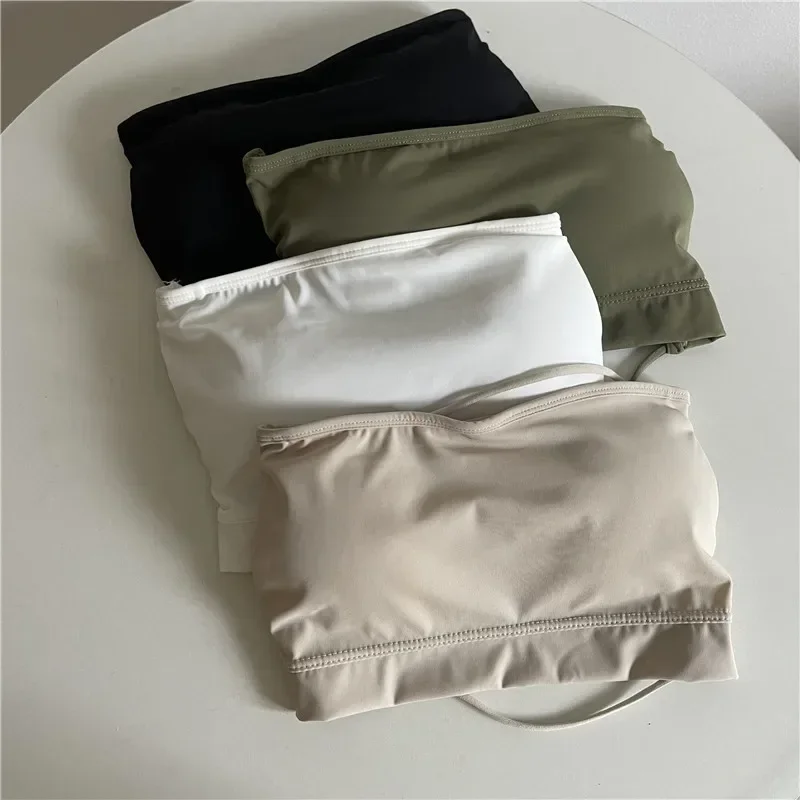 

Seamless Tube Top Ice Silk Sexy Wrap Chest for Women Push Up Bras Strapless Underwear Solid Color Bralette Lingerie Tops