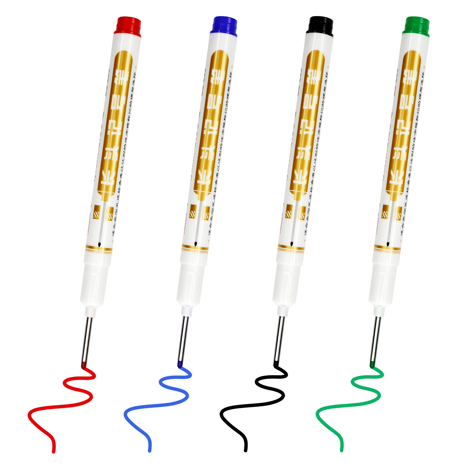 

2 шт. многофункциональные маркеры с глубоким отверстием, цветные водонепроницаемые длинные перья, твердые маркеры для механических работ (черный, красный, зеленый, синий)