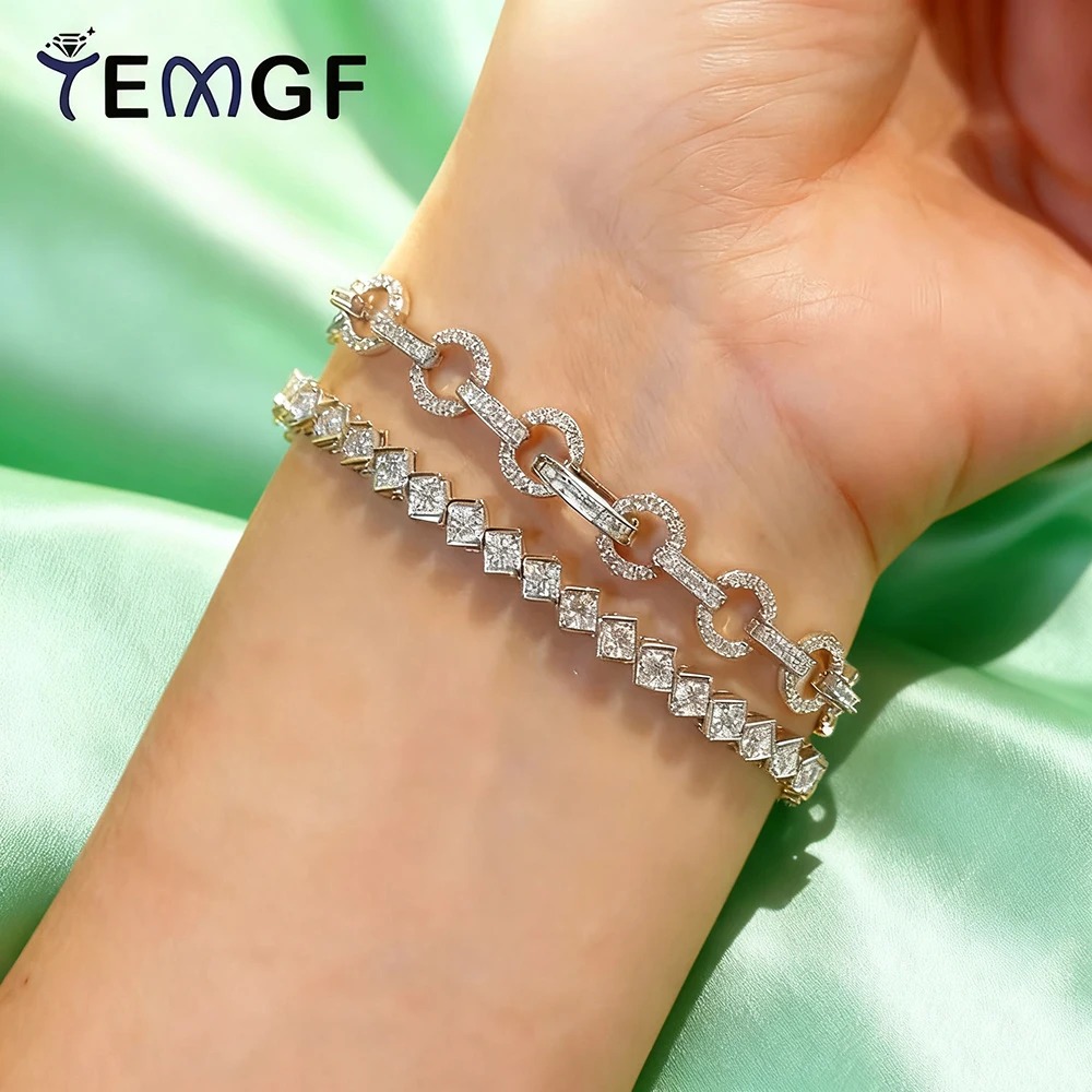 

Женские браслеты с муассанитом TEMGF, стерлинговое серебро S925, ручные цепочки, сверкающие ювелирные изделия, сертифицированные GRA, подарки-сюрпризы