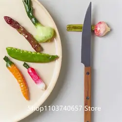Vegetable Series 6pcs French Chopstick Cutlery Holder Resin Knife Fork Spoon Coaster Holder Mushroom Umbrella Vintage Ornament