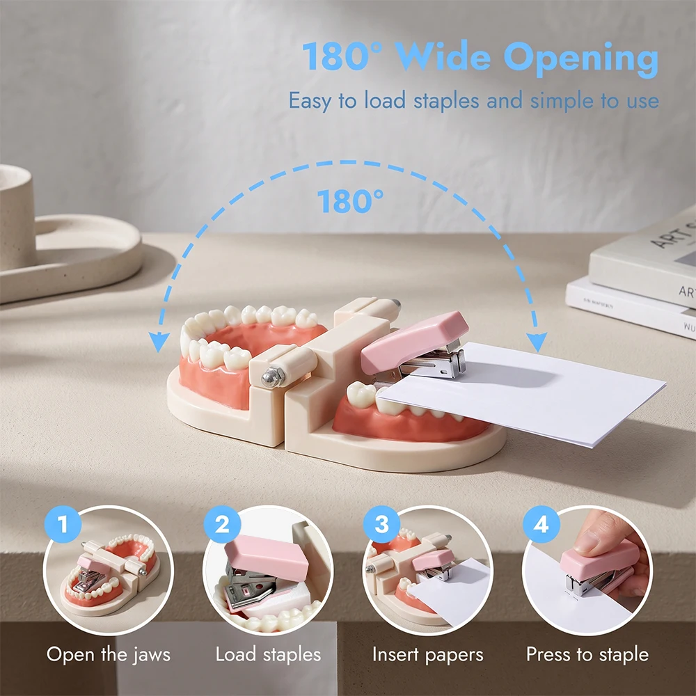 Manual Dental Model Shape Stapler Creative Staplers Portable Dentist Clinic Paper Stapling Machine Dentistry Accessories Gifts