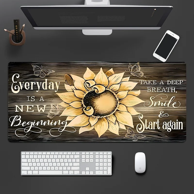 Sunflower Mouse Pad Inspirational Desk Mat Large Non-Slip Rubber for Home Office Gaming Setup