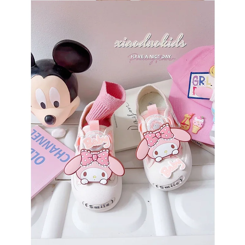 

Sweet Kawaii Sanrio Anime Children Casual Canvas Shoes Summer Autumn Cute Cartoon Girls Board Sneakers Ins Gifts for Kids