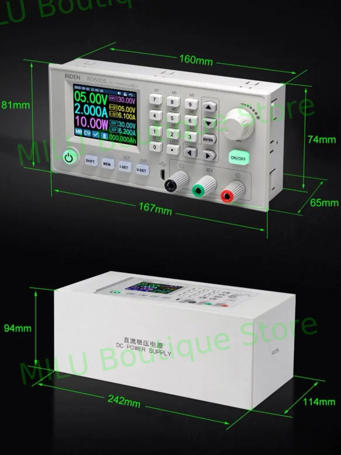 Novo rd6006/rd6006p RD6006-W 60v 24a usb wifi dc ajustável step-down desktop power step-down conversor 2.4 Polegada display colorido