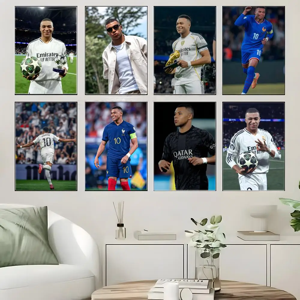 Football Star K-Kylian M-MbappeS Poster  Self-adhesive Art Waterproof Paper Sticker Coffee House Bar Room Wall Decor