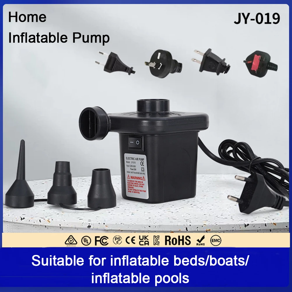 

Electric Air Pump with 3 Nozzles Inflator/Deflator Pumps Quick-Fill for Inflatables Air Mattress Bed Couch Swim Ring