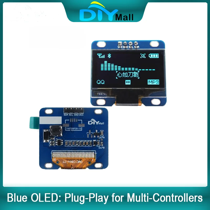 

1.3" Blue I2C OLED 128x64 SH1106 Display Module for Arduino/51/MSP430/STM32, 3.3V-5V with Mounting Holes & Wide Temp (-40℃~85℃)