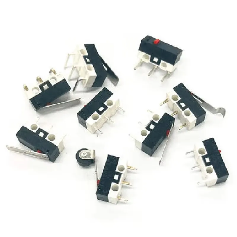 10pcs Micro Switch Roller Lever Arm PCB Terminals Micro Limit Normal Close/Open Switch Stroke Limit Switch Contact Button