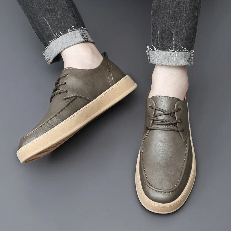 Italian Mens Shoes Outoor Casual Luxury Brand Summer Men Lace Up Leather Moccasins Comfy Dress Oxford Shoes Man Sneakers