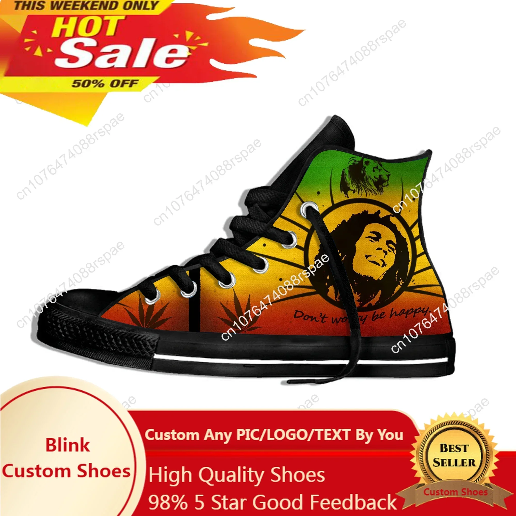 

Legend Bob Marley Reggae Star Rasta Music Funny Fashion Lightweight High Top Cloth Shoes Men Women Casual Breathable Sneakers