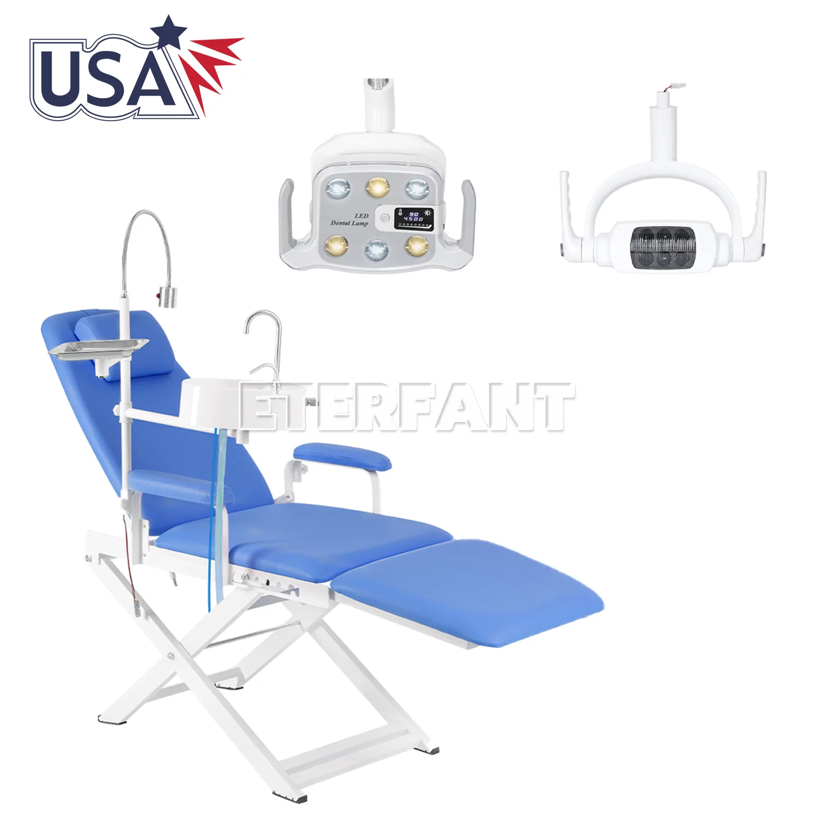 

6 LED Dental 8W/9W Shadowless Oral Lamp Light Induction Sensor/Portable Chair Mobile Exam Folding Silla+LED Light Lamp+Tray