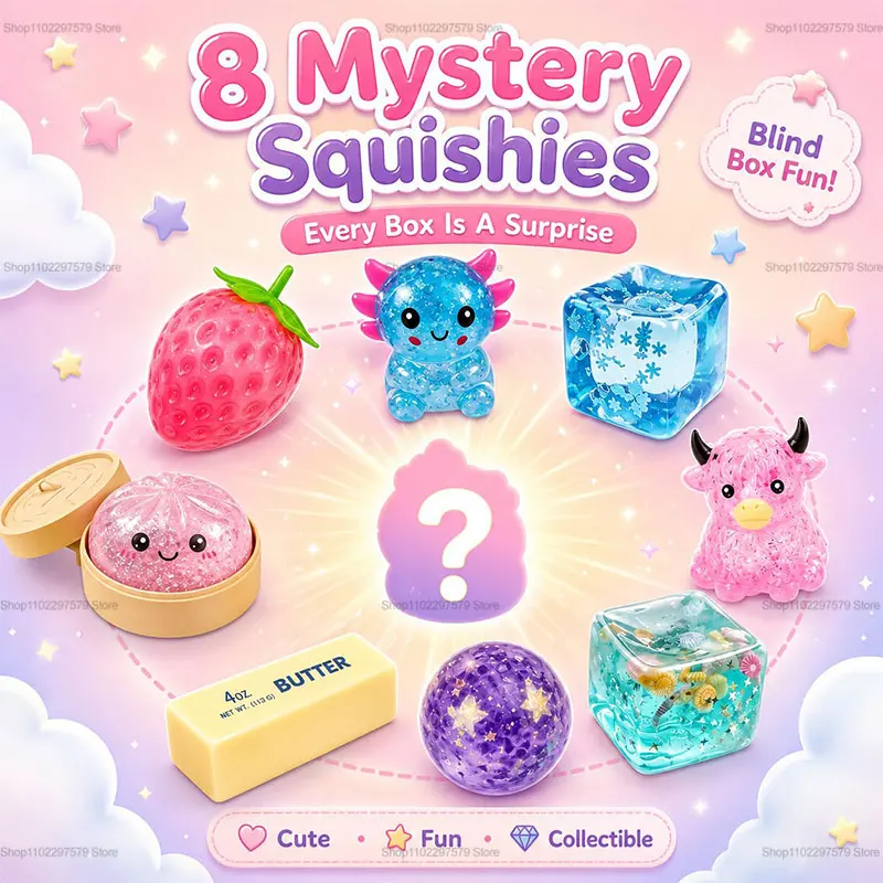 Creative Slow Return Squishy Blind Box 8 Pack Malt Sugar Squeeze Stress Relief Toys Mini Squishies Desk Ornament Gifts for Adult