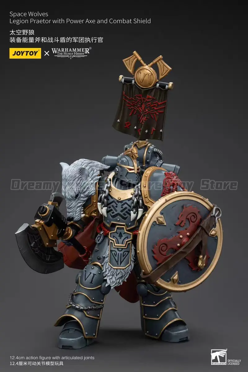 

【В наличии】JOYTOY Warhammer 40K Space Wolves Legion Praetor с Power Axe и Combat Shield 1/18 Фигурки Игрушки