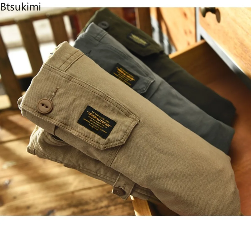 2025 Autumn Winter Men's Cotton Cargo Pants Fashion Multi Pocket Design Casual Baggy Pants Man Joggers Pants Harajuku Streetwear