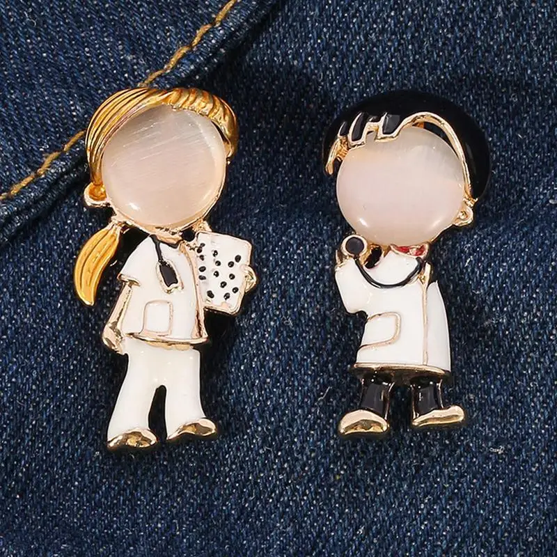 Brooches For Doctor Cute Enamel Nurse Pins Cartoon Doctor Brooch Women's Novelty Accessories For Working Holiday Gathering