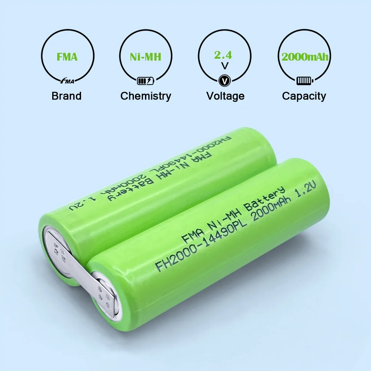 AA 2.4V Battery Ni-MH 1.2-2Ah Ni-Cd 600-900mAh DIY for Water_pik