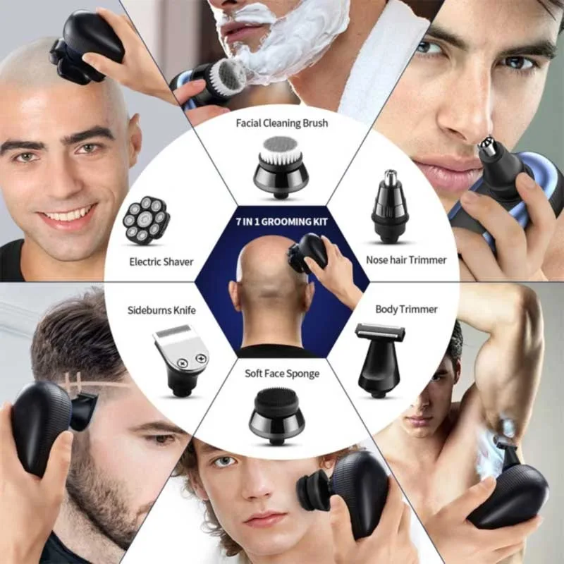 Head Shaver for Men, 6 in 1 Electric Shaver for Men 9D Independently Floating Cutter Head Waterproof Razor Multifunction Trimmer