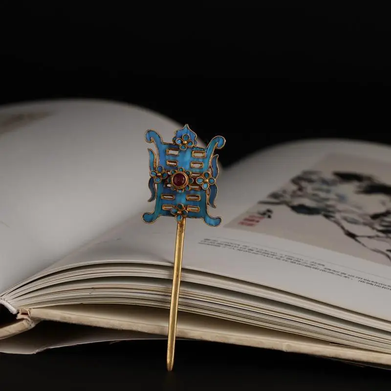 Classic Cloisonne Enamel Exquisite tiara Vintage Court Style  Ancient Gold Craft Hair Jewelry for Women Hanfu Accessories