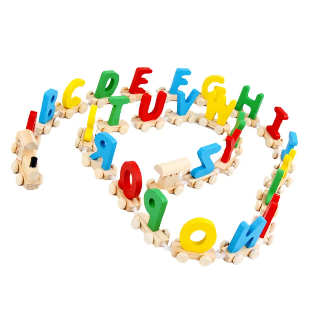 

1 set 1 Set 26 Letters Alphabet Train Set Colorful Wooden Train For Kids Educational English Letter Learning Puzzle Wooden