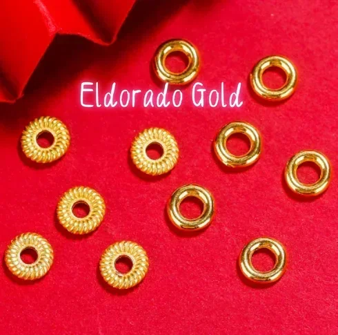 

Золотые бусины Eldorado Gold 24K, чистое золото 999 пробы, разделители для бусин, стопперы для натурального жадеита