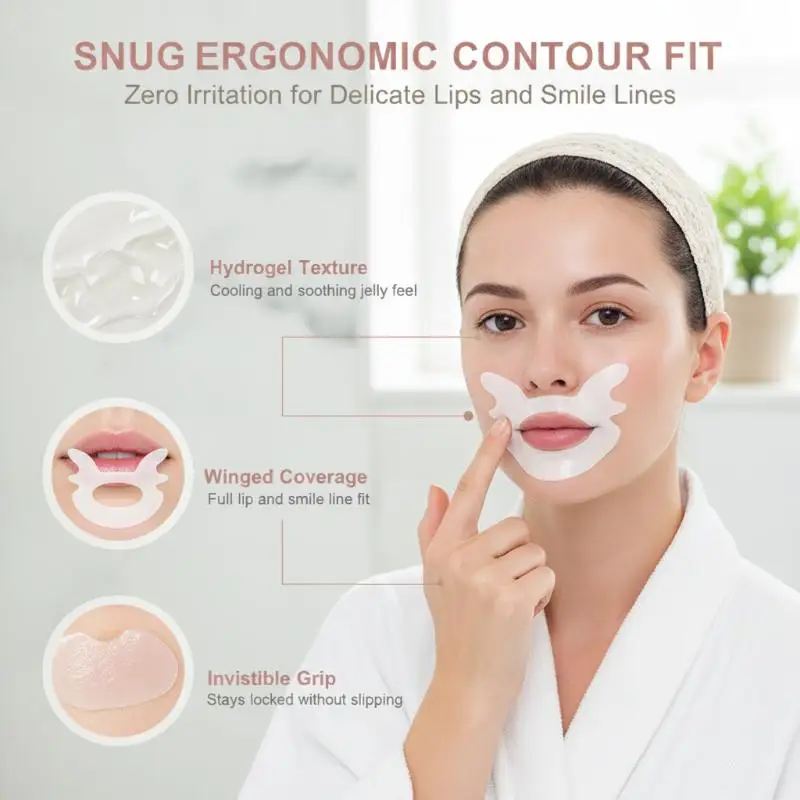 Reusable Hydrogel Chin Lifting Patches Anti-Wrinkle Smooth Smile Lines Soft Facial Pads for Daily Beauty Skincare Use