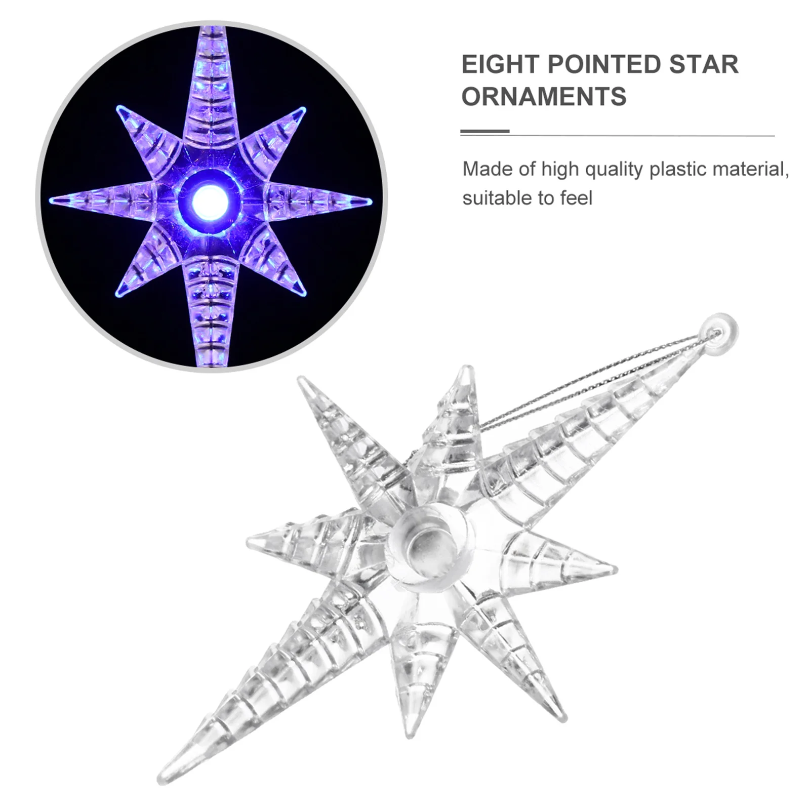 

5Pcs Plastic Christmas Eight Pointed Star Hanging Ornaments LED Lights Xmas Tree Decorations Party Supplies Hanging Pendant