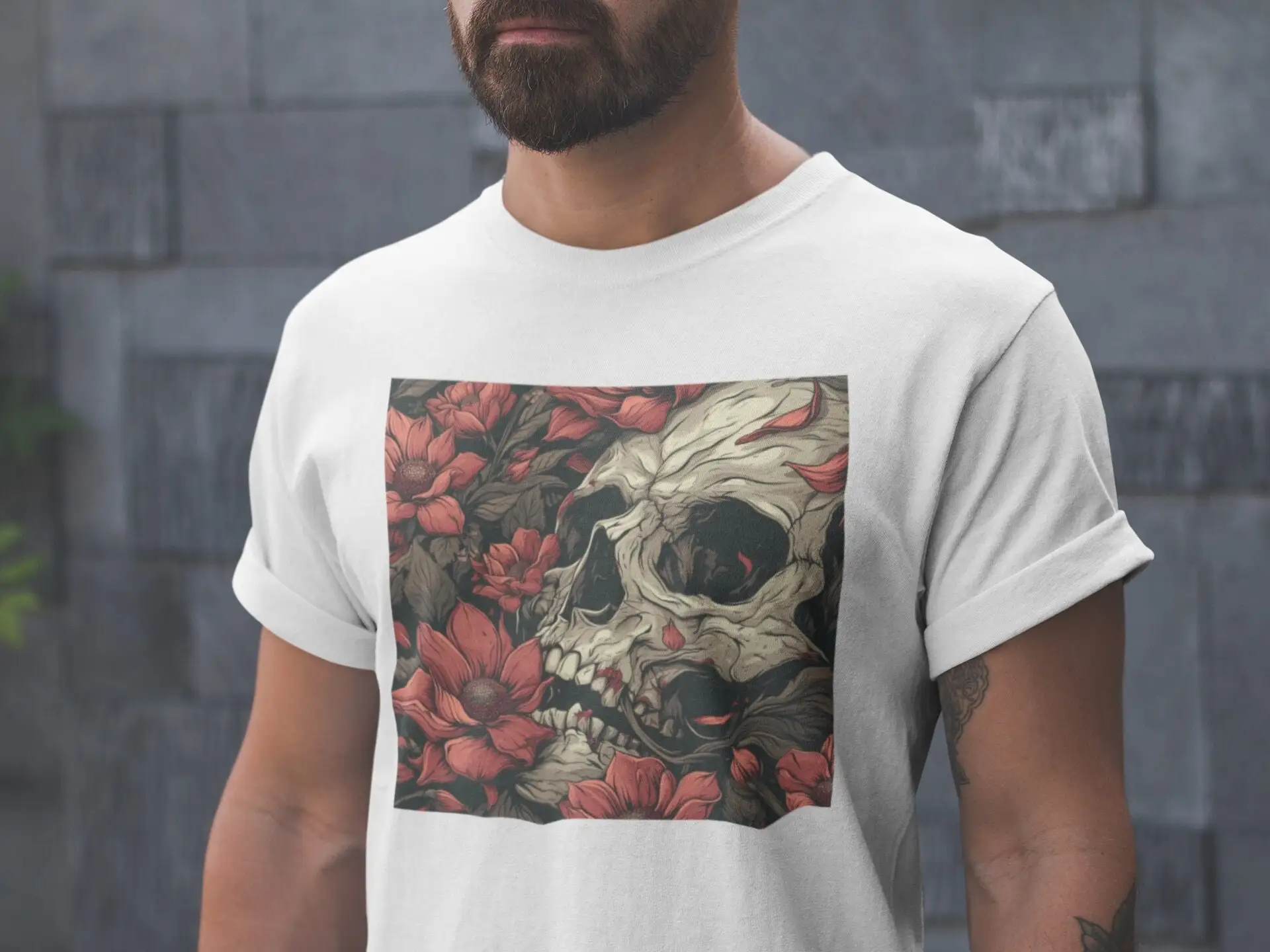 Skull T Shirt And Roses Romantic Romance Skeletons Skeleton 100 Cotton