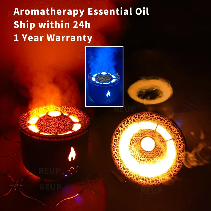 

Volcanic Flame Aroma Diffuser Essential Oil 360ml USB Portable Air Humidifier with Smoke Ring Night Light Lamp Fragrance