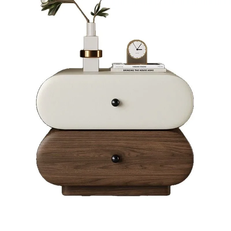 light luxury 2025 new solid wood bedroom home bedside table Internet celebrity simple modern cream bedside