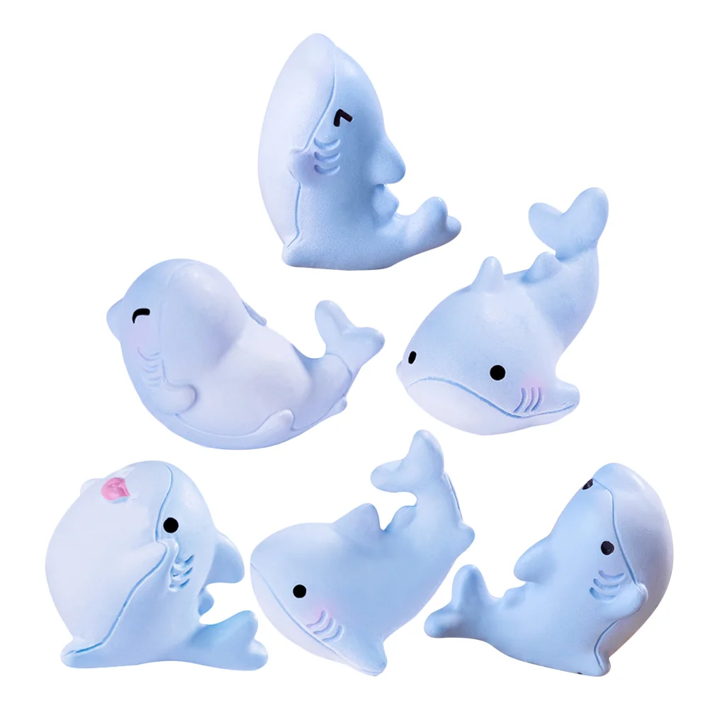 6pcs Miniature Ocean Resin Animals Figures Cute Shark Toys For Diy Decor Tabletop Decor Fish Tank Decorations Resin Craft Mini S