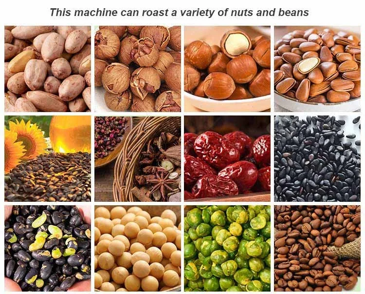 فرن تحميص الفول السوداني الصويا والكاكاو الدوار بالغاز 250 كجم/ساعة والسمم والسمم واللوز 500 كجم محمصة خبير الكاكاو الكهربائية