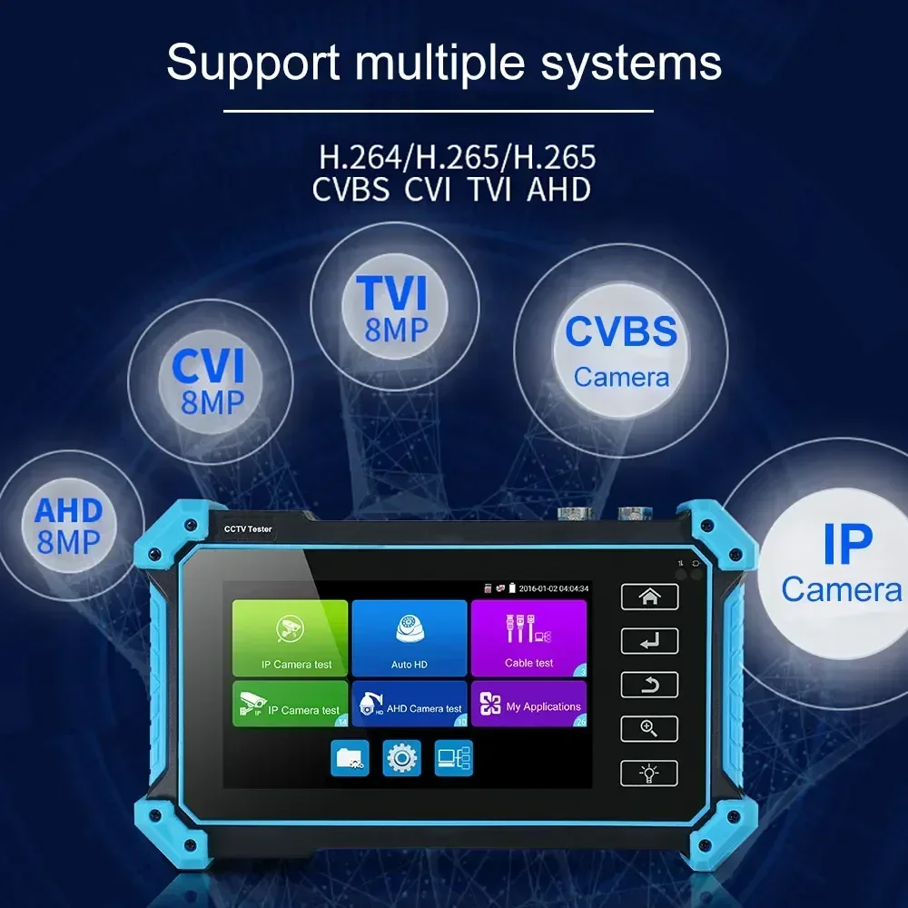 IPC-5200C CCTV Tester 8MP/AHD/CVI/TV/SDI CCTV Tester with HDMI VGA Input CCTV Monitor for IP Camera 48V PoE power output