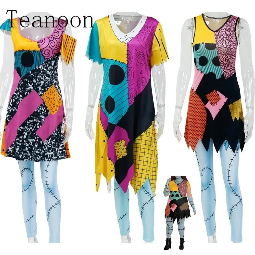 Costume di Halloween per le donne Sally Christmas Carnival Catsuit Suit Leggings abiti fantasia costumi Cosplay femminili Zentai Party