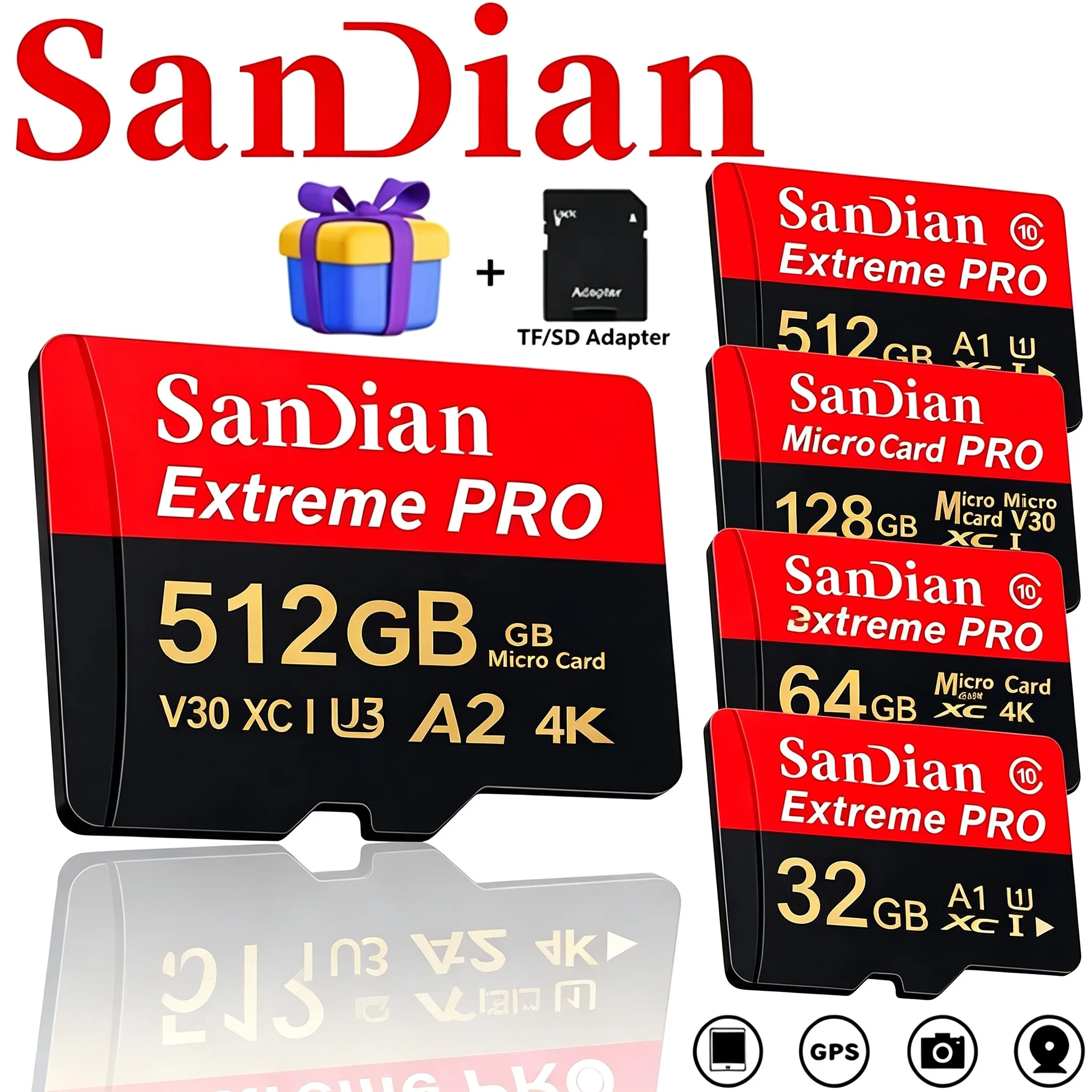 Memory Card SD Cards TF Cards Micro TF SD Card 64GB 256GB 512GB Quick Transfer U1 for Drone Nintendo Switch Surveillance