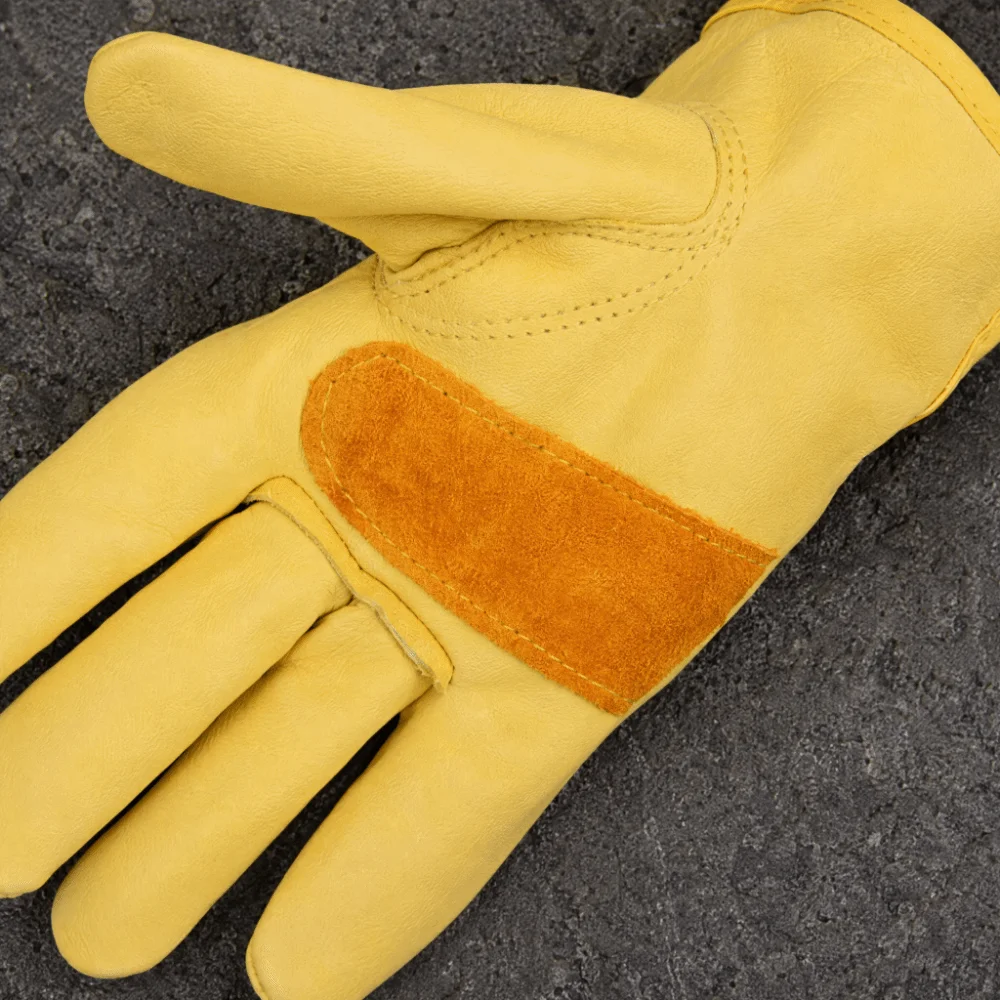 Flex Grip Leather Work Gloves Stretchable Wrist Wear-Resistant Welding Protection Gloves Insulated Soft Safety Work Gloves